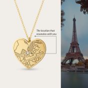 Ties of Heart Engraved Map Necklace [14 Karat Gold]