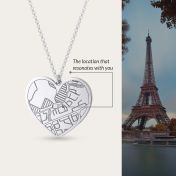 Ties of Heart Engraved Map Necklace