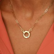 Family Circle Birthstone Necklace with Link Chain [18K Gold Vermeil]