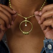 Family Circle Name Necklace with a Diamond [18K Gold Vermeil]