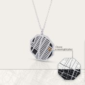 Family Paths Silhouette Map Necklace [14 Karat White Gold]