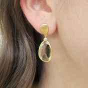 Oval Green Amethyst Earrings [18K Gold]