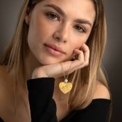 Ties of Heart Engraved Map Necklace With 1 Ct Diamond [14 Karat Gold]