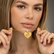 Ties of Heart Engraved Map Necklace With 1 Ct Diamond [18K Gold Vermeil]