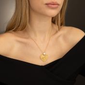 Ties of Heart Engraved Map Necklace With 1 Ct Diamond [18K Gold Plated]