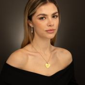 Ties of Heart Engraved Map Necklace With 1 Ct Diamond [18K Gold Plated]