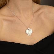 Ties of Heart Engraved Map Necklace With 1 Ct Diamond [14 Karat White Gold]