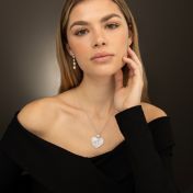 Ties of Heart Engraved Map Necklace With 1 Ct Diamond