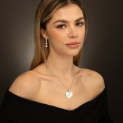 Ties of Heart Engraved Map Necklace With 1 Ct Diamond [14 Karat White Gold]
