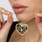 Ties of Heart Silhouette Map Necklace [18K Gold Vermeil]