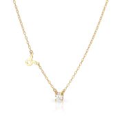 Helena Zodiac Necklace with 0.3 ct Diamond [14 Karat Gold]