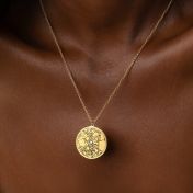 Precious Spot Engraved Map Necklace [18K Gold Plated]