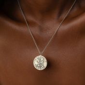 Precious Spot Engraved Map Necklace [14 Karat White Gold]