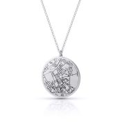 Precious Spot Engraved Map Necklace [14 Karat White Gold]