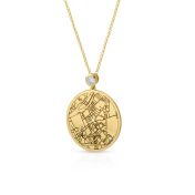 Precious Spot Engraved Map with Diamond [18K Gold Vermeil]