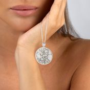Precious Spot Engraved Map with Diamond [14 Karat White Gold]