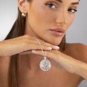 Precious Spot Engraved Map with Diamond [14 Karat White Gold]