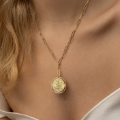 Styled Precious Spot Engraved Map Necklace [18K Gold Vermeil] 