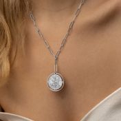 Styled Precious Spot Engraved Map Necklace [Sterling Silver] 