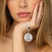 Precious Spot Engraved Map Necklace with Nano Bible [14 Karat White Gold]