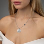 Precious Spot Engraved Map Necklace with Nano Bible [14 Karat White Gold]