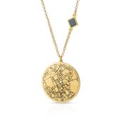 Precious Spot Engraved Map Necklace with Nano Bible [18K Gold Vermeil]