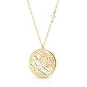 Precious Spot Map Necklace with Sideways Cross [18K Gold Vermeil]