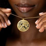Precious Spot Map Silhouette Necklace [14 Karat Gold]