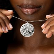Precious Spot Map Silhouette Necklace [14 Karat White Gold]