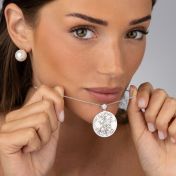 Precious Spot Engraved Map with Diamond [14 Karat White Gold]