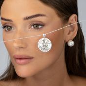 Precious Spot Engraved Map with Diamond [14 Karat White Gold]