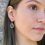 Black Rutile Bezel Earrings [18K Gold]