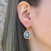 Black Rutile Bezel Earrings [18K Gold]