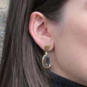 Oval Black Rutile Earrings [18K Gold]