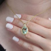 Green Amethyst Oval Necklace [18K Gold]