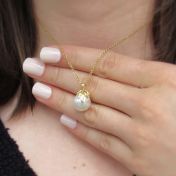 Pearl with Leaves Necklace [18K Gold]