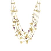 Tranquil Pebbles Rhodolite Necklace [18K Gold]