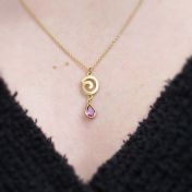 Simple Shell Rhodolite Necklace [14K Gold]