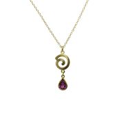 Simple Shell Rhodolite Necklace [14K Gold]