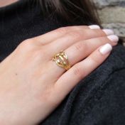 Coral Diamond Ring [14K Gold]