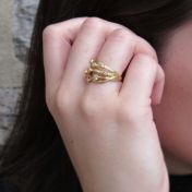 Coral Diamond Ring [14K Gold]