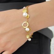 Rounds and Rings Pearl Bracelet [18K Gold]
