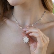 Zodiac Diamonds Sky Map Necklace - Styled Link Chain [Sterling Silver]