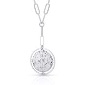 Zodiac Diamonds Sky Map Necklace - Styled Link Chain [Sterling Silver]