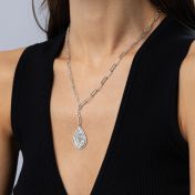 Styled Cherished Spot Engraved Map Necklace [Sterling Silver]