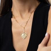 Styled Ties of Heart Engraved Map Necklace [18K Gold Vermeil]