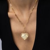 Styled Ties of Heart Engraved Map Necklace [18K Gold Vermeil]