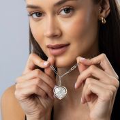 Styled Ties of Heart Engraved Map Necklace [Sterling Silver]