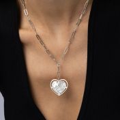Styled Ties of Heart Engraved Map Necklace [Sterling Silver]