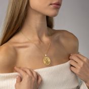 Talisa Map Engraved Necklace with Heart Diamond [14 Karat Gold]